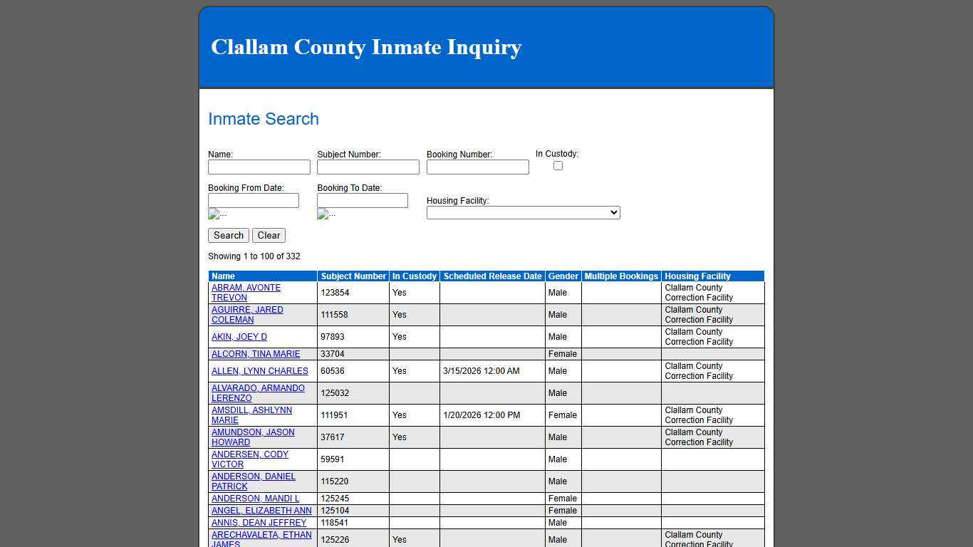 Inmate Search